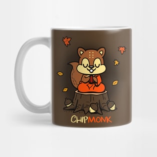 Funny Original Kawaii Cute Monk Chipmunk Autumn Yoga Meditating Cartoon Mug